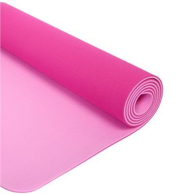 Коврик для йоги 6мм 61*183 см "Гармония" 2х сторонний, розовый/св.розовый