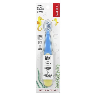 RADIUS, Totz Plus Brush, 3 Years +, Extra Soft, Blue Yellow, 1 Toothbrush