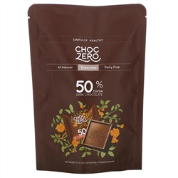 ChocZero, порционный черный шоколад, 50% какао, без сахара, 10 шт., 100 г (3,5 унции)