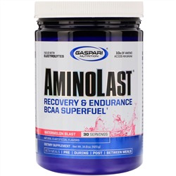 Gaspari Nutrition, Aminolast, восстановление и выносливость, супертопливо из аминокислот с разветвленной цепью, арбузный взрыв, 420 г