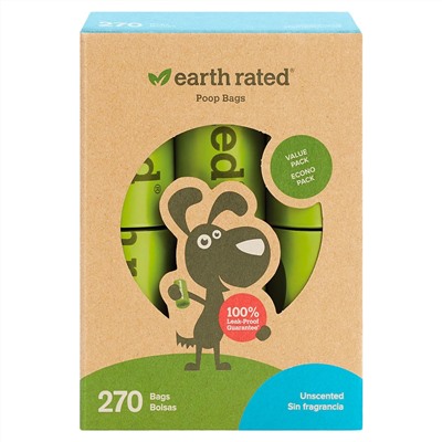 Earth Rated, Dog Waste Bags, Unscented, 270 Bags