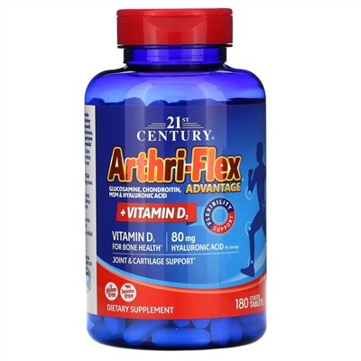 21st Century, Arthri-Flex Advantage с витамином D3, 180 таблеток, покрытых оболочкой