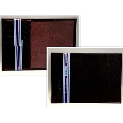 1784057 Обложка для паспорта с отделами для кредиток из натуральной кожи. Цвет темно-бордовый