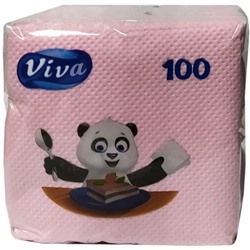 Салфетки бумажные Viva (Вива), 1-слойные, цвет розовый, 24х24 см, в упаковке 100 штук