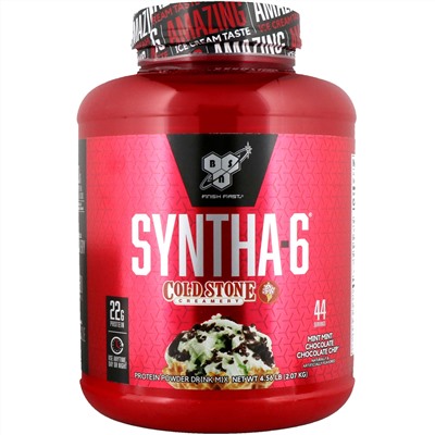 BSN, Syntha-6, Cold Stone Creamery, шоколадно-мятный чип с мятой, 4,56 фунта (2,07 кг)