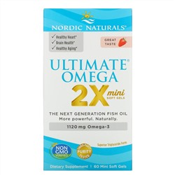 Nordic Naturals, Ultimate Omega 2X Teen, для подростков от 12 до 18 лет, со вкусом клубники, 60 мини-капсул