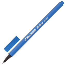 Ручка капиллярная (линер) Brauberg (Брауберг) Aero, голубая, трехгранная, металлический наконечник 0,5 мм, линия письма 0,4 мм