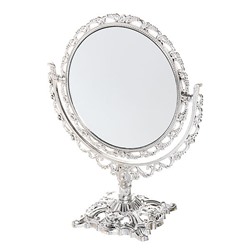 Зеркало настольное в пластиковой оправе "Версаль - Круг", цвет серебро, двухстороннее, с увеличением, 22см