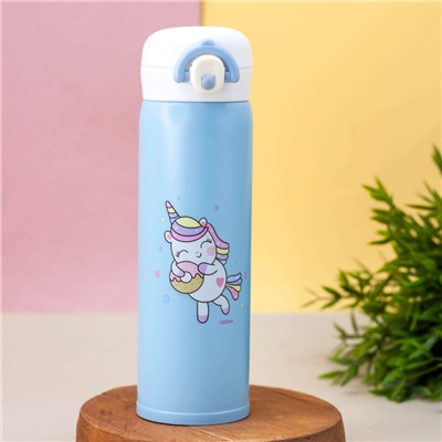 Термос "Little girl unicorn", blue (500 ml)