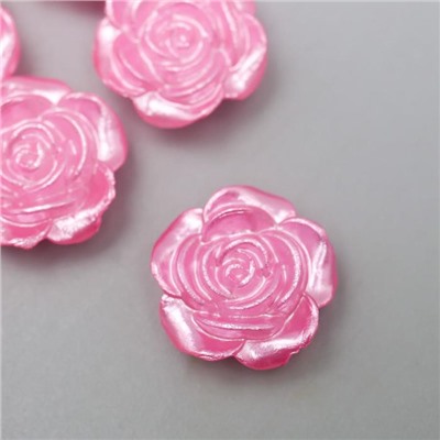 Кабошон "Роза", цвет ярко-розовый перламутр 12 мм