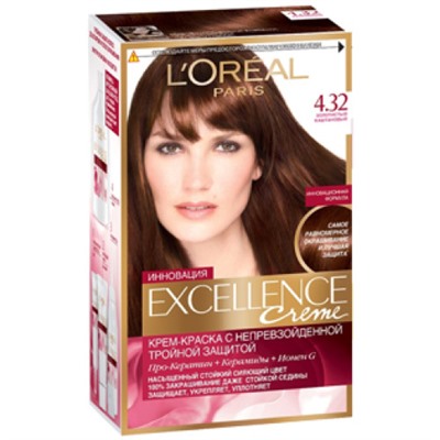 Краска для волос L'Oreal (Лореаль) Excellence, тон 4.32 - Золотистый каштан