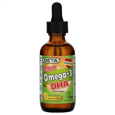 Deva, Vegan Omega-3 DHA, Lemon Flavor, 2 fl oz (60 ml)