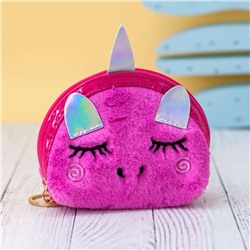 Кошелёк меховой "Sleeping catcorn", dark pink