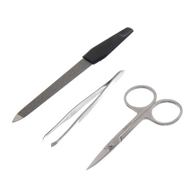 Маникюрный набор на блистере, 3 предмета "Ультрамарин" (ножницы, пинцет и пилка металлическая)