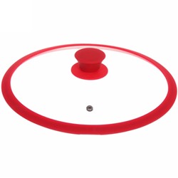 Крышка для посуды 26см красная силиконовая ручка