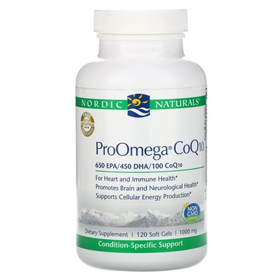 Nordic Naturals, ProOmega CoQ10, 1000 мг, 120 мягких таблеток