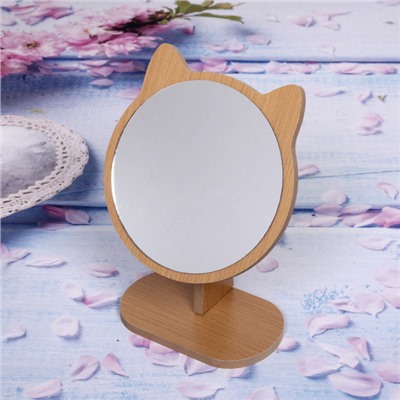 Зеркало настольное в деревянной оправе "High Tech - Cat", 17*17 см
