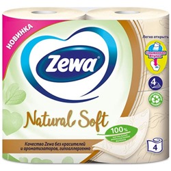 Туалетная бумага Zewa Natural Soft (Зева Натурал Софт), 4-слойная, 4 рулона