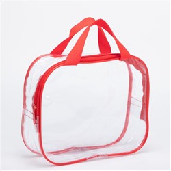 Косметичка-сумочка, отдел на молнии, с ручками, цвет красный