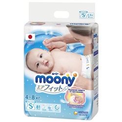 Подгузники MOONY S (4-8 кг), 81 шт