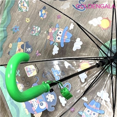 Зонт детский прозрачный с аппликацией п/автомат (Глубокий купол). Арт 603/1