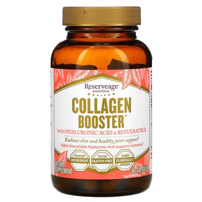 ReserveAge Nutrition, Collagen Booster с гиалуроновой кислотой и ресвератролом, 60 капсул