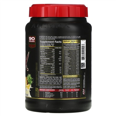 ALLMAX Nutrition, Isoflex, Pure Whey Protein Isolate (WPI Ion-Charged Particle Filtration), Pineapple Coconut, 2 lbs (907 g)