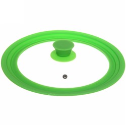Крышка для посуды универсальная 22,24,26см зеленая силиконовая ручка