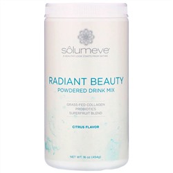 Solumeve, Radiant Beauty, порошковая смесь для напитков с экологически чистым коллагеном, пробиотиками и суперфруктами, с цитрусовым вкусом, 454 г (16 унций)