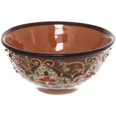 Набор чайный (блюдо, чайник, пиала 6шт) Бисер цветной Риштанская керамика