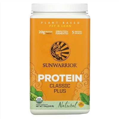 Sunwarrior, Protein Classic Plus, протеин на растительной основе, натуральный, 750 г (1,65 фунта)