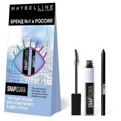 Набор Maybelline: Тушь для ресниц Snapscara, Карандаш для глаз Tatoo Liner, цвет чёрный