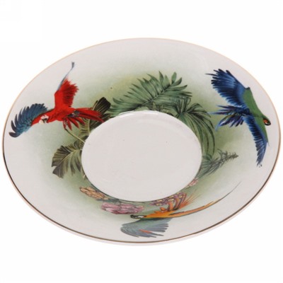 Чайная пара (зеркальная кружка 230мл+блюдце) анаморфный дизайн "Попугаи"
