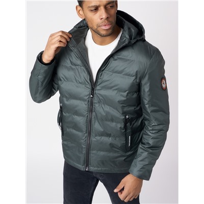 Куртки мужские стеганная с капюшоном темно-зеленого цвета 88633TZ