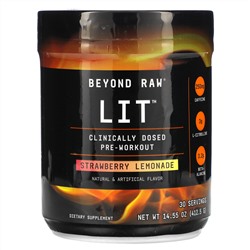 GNC Beyond Raw, Lit, Clinically Dosed Pre-Workout, Strawberry Lemonade, 14.55 oz (412.5 g)