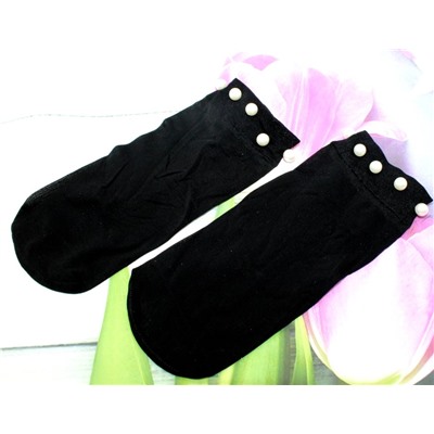Ультрамодные  носочки из капрона 40Den украшенные жемчугом Размер 36-41 Цена за 6 пар окончательная 1664971