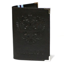 Обложка для паспорта, натуральная кожа, коричневая, 9527, арт.242.048