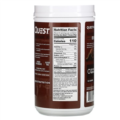 Quest Nutrition, Protein Powder, Chocolate Milkshake, 1.6 lb (726 g)