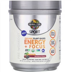 Garden of Life, Sport, Organic Plant-Based Energy + Focus, Pre-Workout, Blackberry Cherry, 8.1 oz (231 g)