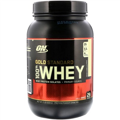 Optimum Nutrition, Gold Standard 100% Whey, 100% сыворотка, французский ванильный крем, 909 г (2 фунта)