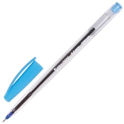 Ручка шариковая масляная BRAUBERG Ice, синяя, корпус прозрачный, узел 0,6 мм, линия письма 0,3 мм