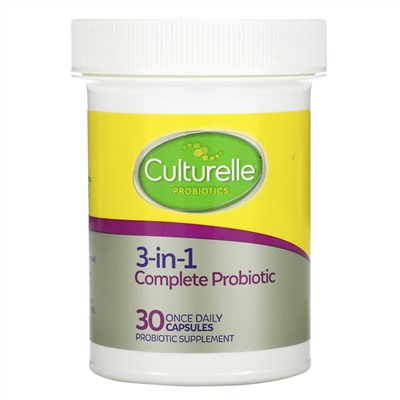 Culturelle, Probiotics, 3-in-1 Complete Probiotic with Omega 3s, 30 Once Daily Capsules