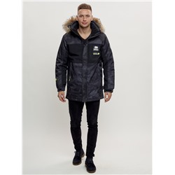 Зимняя куртка с мехом мужская черного цвета 404Ch