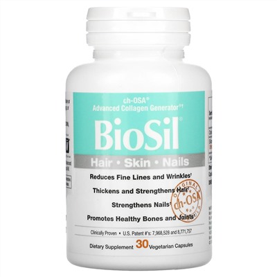 BioSil by Natural Factors, ch-OSA Advanced Collagen Generator, улучшенный источник коллагена, 30 вегетарианских капсул