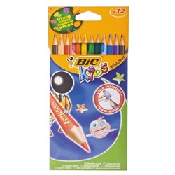 Карандаши цветные BIC “Kids ECOlutions Evolution“, 12 цветов, пластиковые, заточенные, европодвес, 82902910