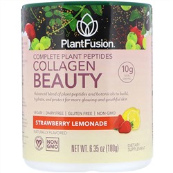 PlantFusion, Комплекс с растительными пептидами, Collagen Beauty, клубничный лимонад, 180 г