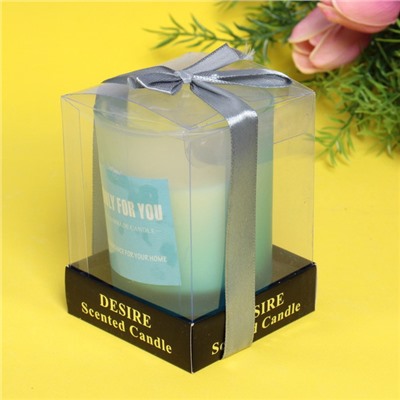 Свеча "Ombre" 7*7,7см в подсвечнике, в подарочной коробке, цвет голубой C4019
