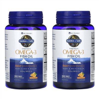 Minami Nutrition, Сверхкритический, Omega-3 Fish Oil, 850 мг, апельсиновый вкус, 120 гелевых капсул в каждой упаковке