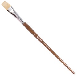 Кисть художественная профессиональная BRAUBERG ART “CLASSIC“, щетина, плоская, № 24, длинная ручка