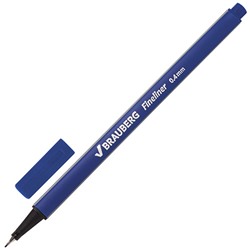 Ручка капиллярная (линер) Brauberg (Брауберг) Aero, синяя, трехгранная, металлический наконечник 0,5 мм, линия письма 0,4 мм